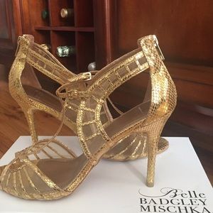 Venice Metallic Snake Printed High Heel Sandals