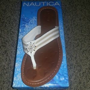 Leather and cloth flip flops