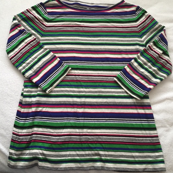Talbots bateau neck striped tee with 3/4 sleeves
