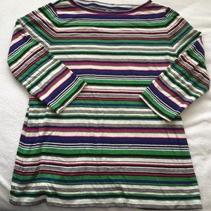 Talbots bateau neck striped tee with 3/4 sleeves