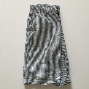 Boys blue and white seersucker shorts.