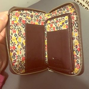 Brown leather zip close Fossil wallet