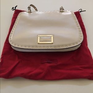 Valentino Cream Rockstud Leather Handbag