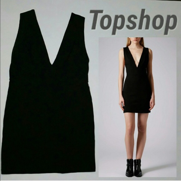 Black mini plunge dress LBD