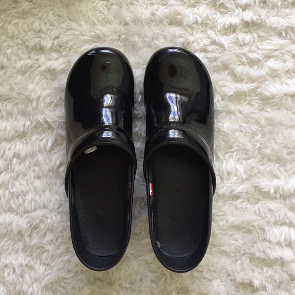 Sanita Professional Black Patent Clogs