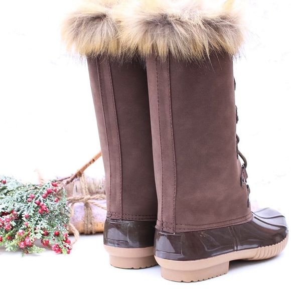 Fur Lace Up Duck Boots - Picture 3 of 4