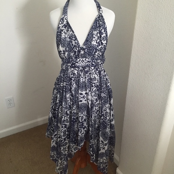 GUESS cotton summer dress in blue/white print Sz 6 - Picture 1 of 4