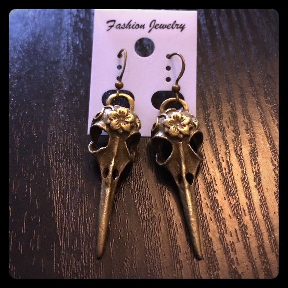Just made! Bird skull earrings. NWT - Picture 1 of 1