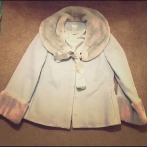 Anthropology faux fur baby blue 💎holiday coat!