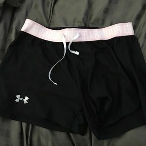 Under amour play shorts. Black/pink. Never worn