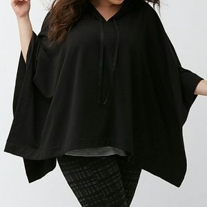 Plus size fleece lined hooded poncho