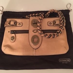 Coach leather buckle design hobo bag