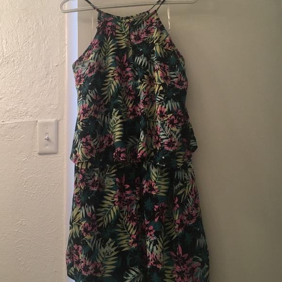 Floral/jungle print romper