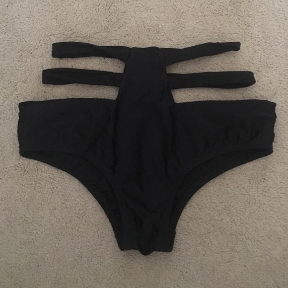 never worn, black strappy highwaisted rave bottoms