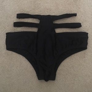 never worn, black strappy highwaisted rave bottoms