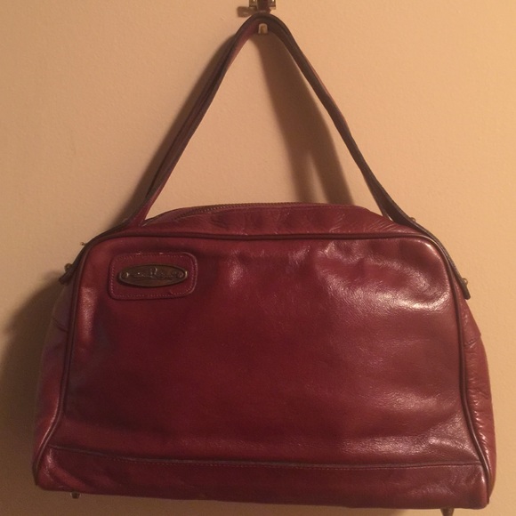 Vintage burgundy leather handbag - Picture 1 of 4