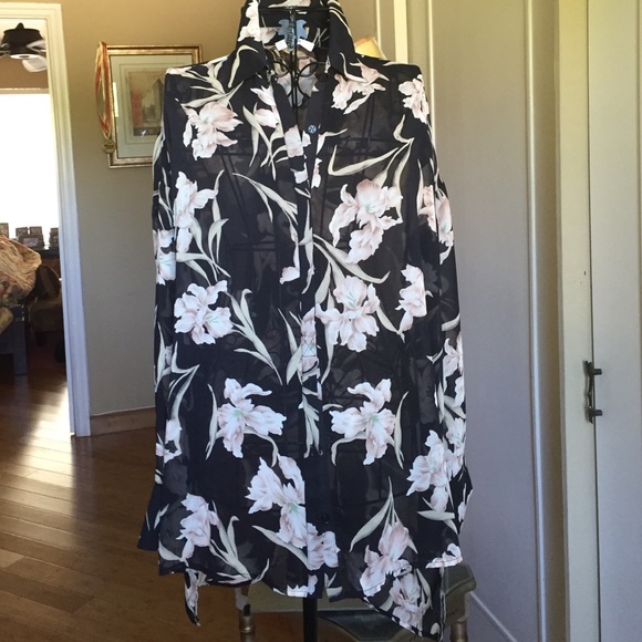 Ro & De Tops - RO & DE FLORAL PRINT LS BLOUSE