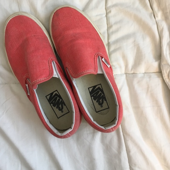 Coral Vans slip-ons