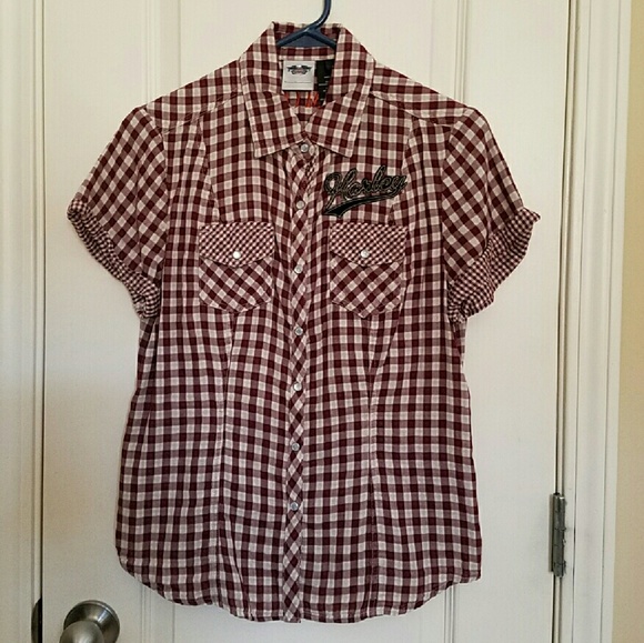 Harley-Davidson vintage plaid snap down shirt