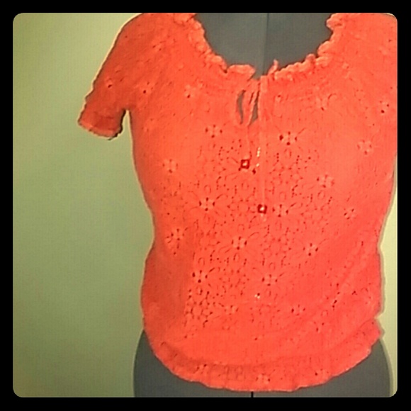 Boho Crocheted Ruffle Top - Picture 1 of 3