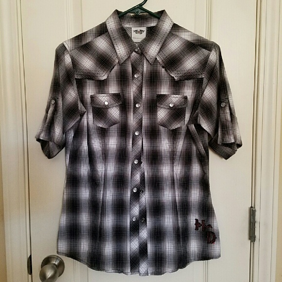 Harley-Davidson plaid snap down shirt