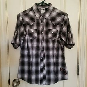 Harley-Davidson plaid snap down shirt