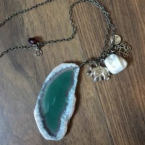 Long necklace with rock pendant