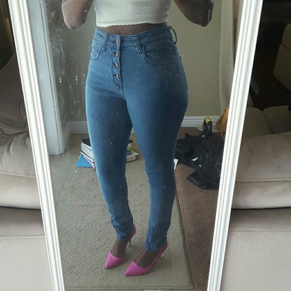 High waisted skinny jeans