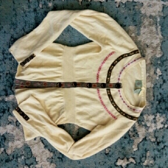 Anthropologie hwr peplum embellished cardigan