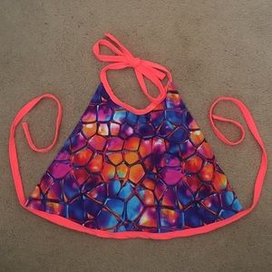 never worn, kaleidoscope acid rave crop top