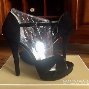 Michael Kors peep toe suede heels