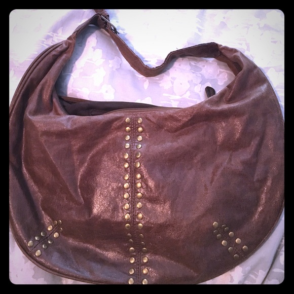 Brown leather satchel