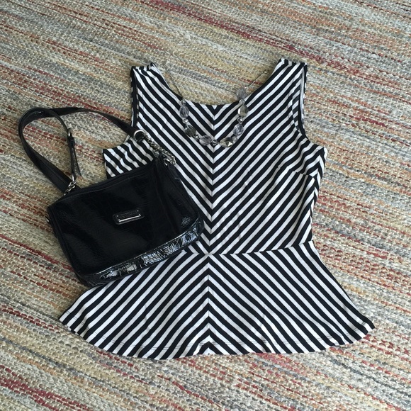 Black and white peplum top