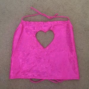 never worn, pink sparkly holographic rave top