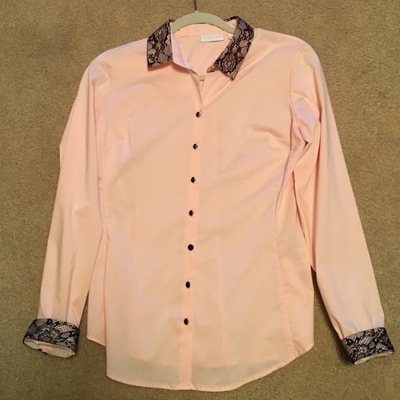 Pink and Black Lace Blouse