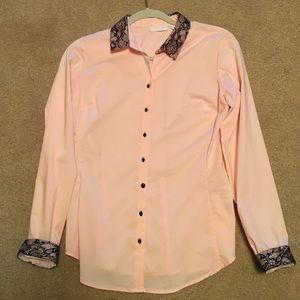 Pink and Black Lace Blouse