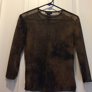 NWOT Express Med Sheer Camouflage Brown/Black top