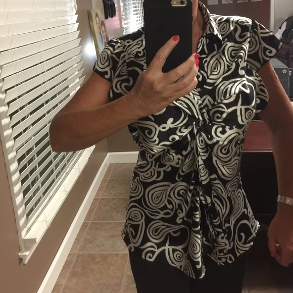 Silky black and white blouse