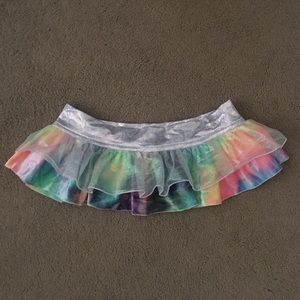 never worn, irredentist plush rainbow rave skirt