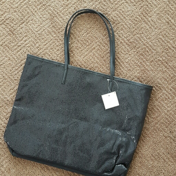 Black glitter tote bag