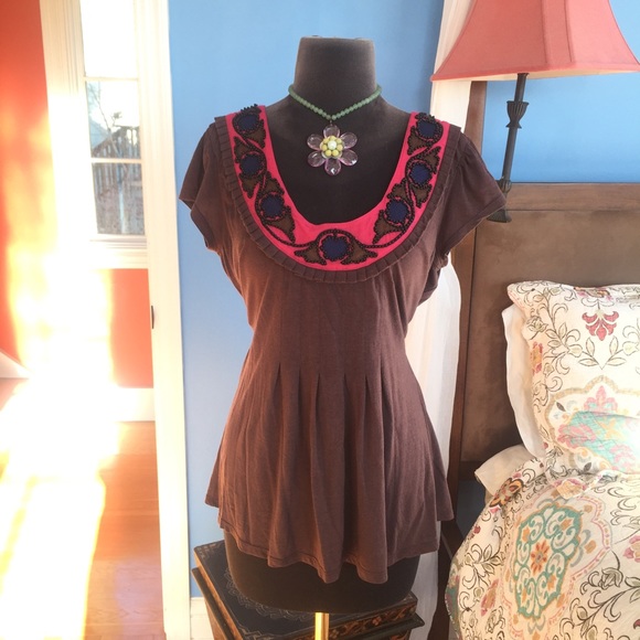 Anthropologie Top with Bead Detail