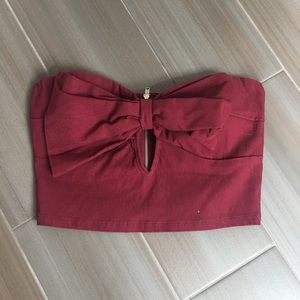 Bow tie strapless crop