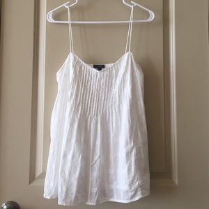 J. Crew White Pintuck Top