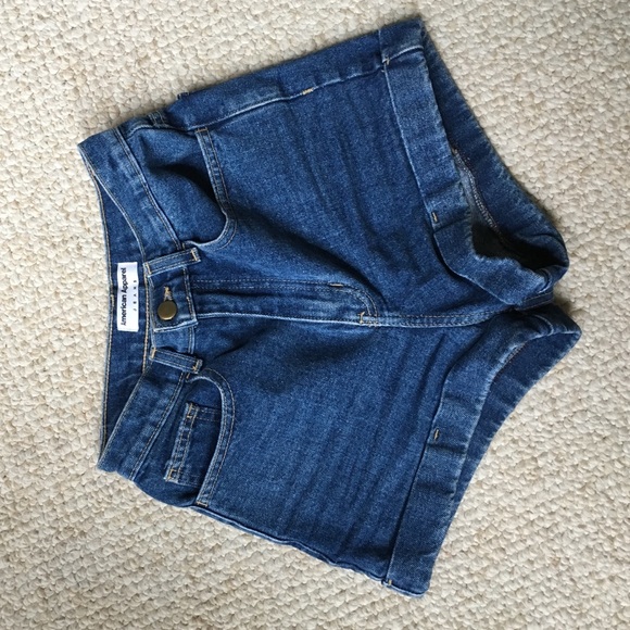 American Apparel High Waisted Denim Cuff Shorts