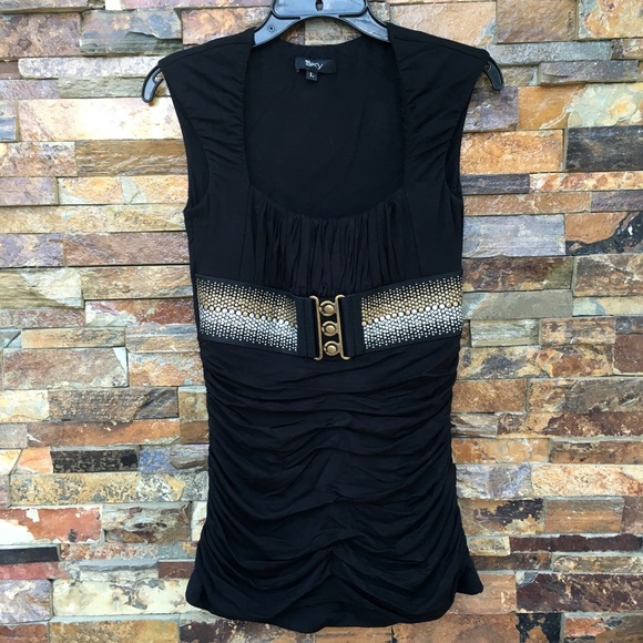 Sky Black Cinched Shirt with Embellished Belt
