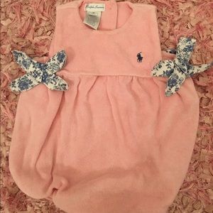 Terry cloth bubble with bows 9 month