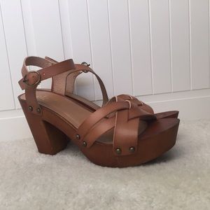 Strappy Faux Wood Heels