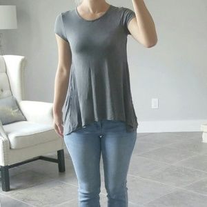 Mossimo Gray Baby Doll Handkerchief Hem Tee Shirt