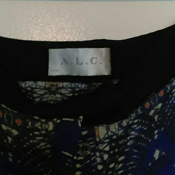 A.L.C Blue Patterned Silk Skirt 6 - Picture 2 of 3