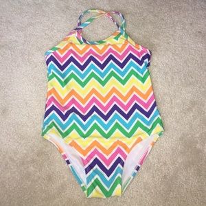 Girls zig zag one piece bathing suit